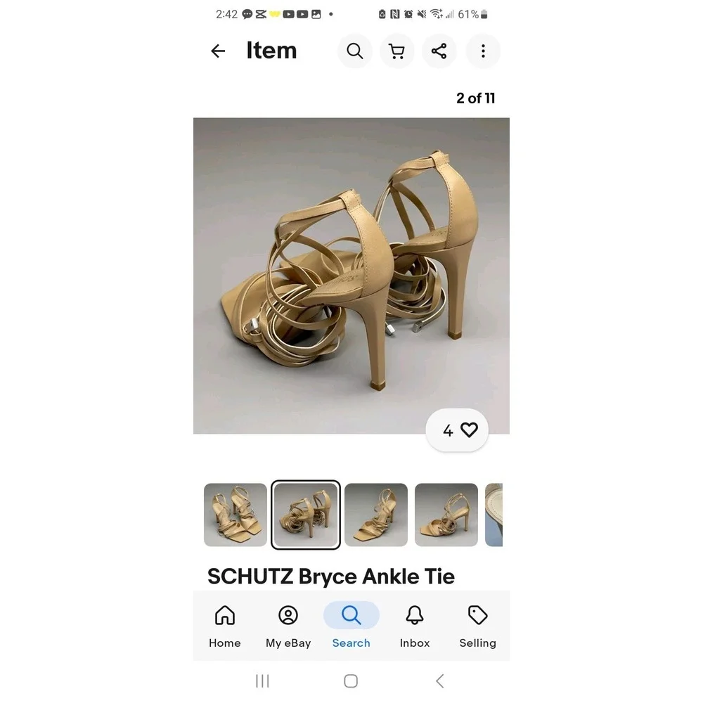 SCHUTZ Bryce Ankle Tie Women's Leather High Heel Sandal Light Nude Sz 10.5B (New